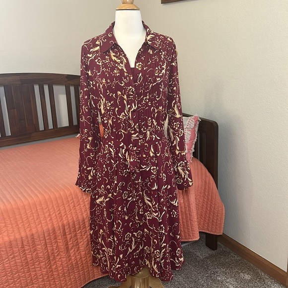 Nanette Lepore Long Sleeve Pin Tuck removable slip liner Shirtdress size 8 - Picture 2 of 16